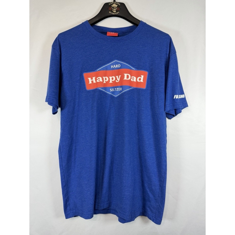 Happy Dad Seltzer Mens Size Large Blue Graphic T Shirt Full Send Logo